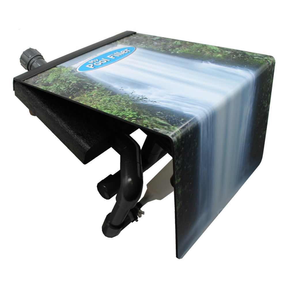 Side view of Waterfall Edition automatic pool filler for in-ground pools