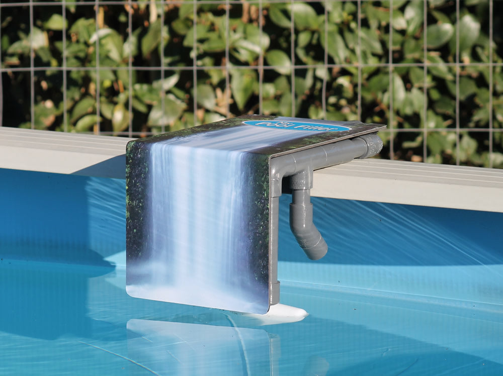 Rail-mounted automatic pool filler for above-ground swimming pools